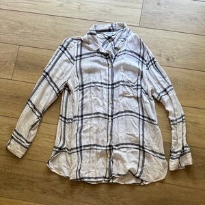 Old Navy Black and White Plaid Flannel Shirt